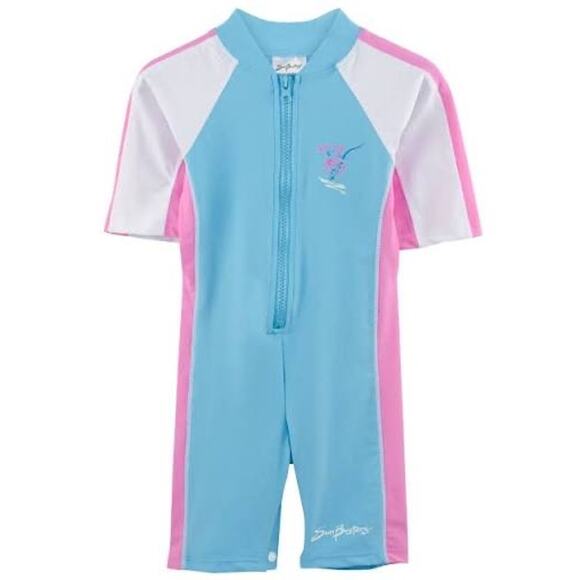 SunBusters Girls 4/5 Sunsuit Short Sleeve UPF 50+ Blue Mallow NWT - Picture 1 of 1